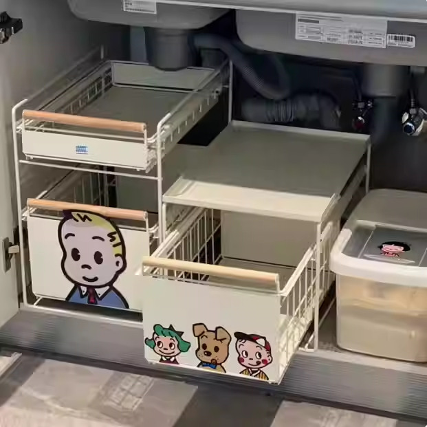 厨房下水槽置物架家用抽拉式台面收纳架多功能橱柜拉篮分层架子,淘宝优惠券,粉丝福利购,淘宝优惠卷