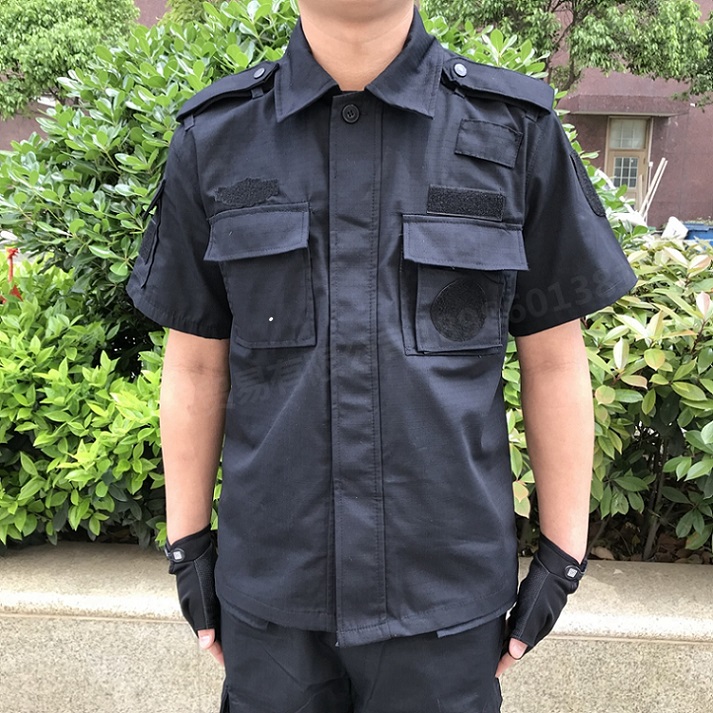 正品夏季短袖黑色作训服网格藏蓝色冬季特训服长袖作战服训练服装-图1