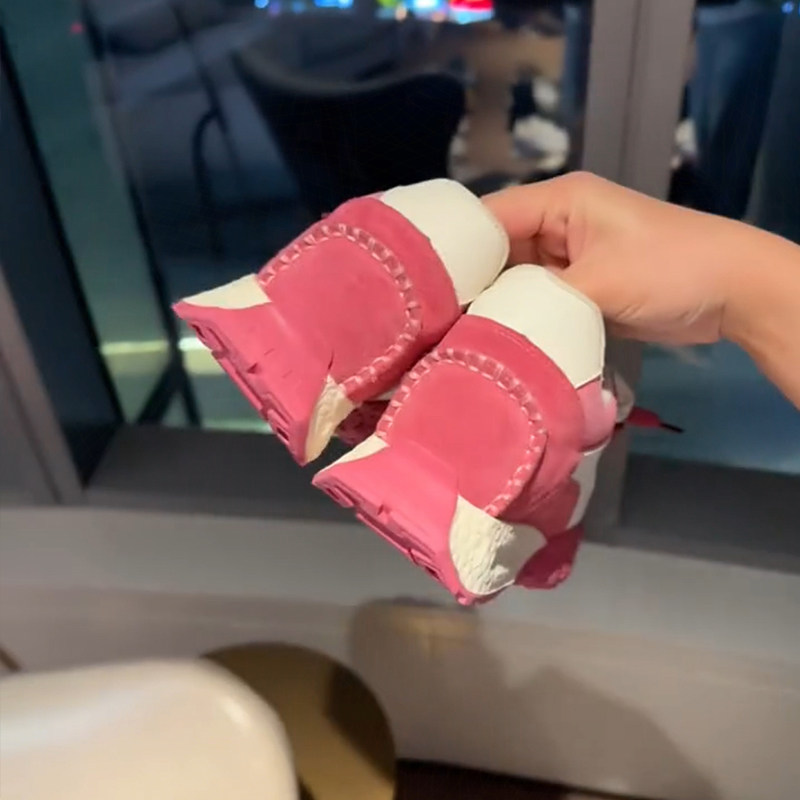 小众树莓粉色阿甘鞋女2025春秋小个子厚底德训鞋时尚双鞋带休闲鞋,淘宝优惠券,粉丝福利购,淘宝优惠卷