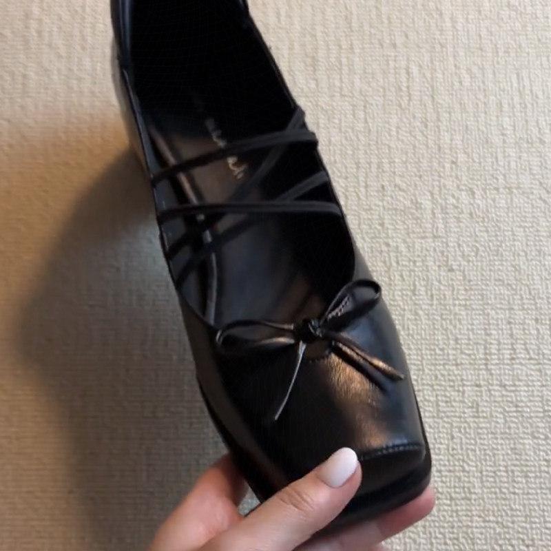 真皮~骄屿蝴蝶结复古芭蕾舞单鞋方头小皮鞋粗高跟鞋浅口玛丽珍鞋,淘宝优惠券,粉丝福利购,淘宝优惠卷