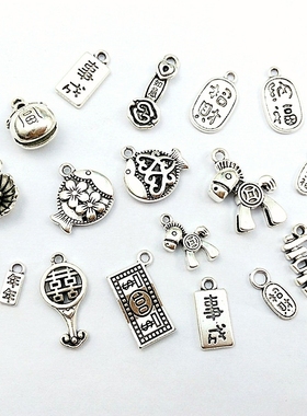 手工配饰耳环坠子小挂件挂件做旧饰品配件红绳吊饰圆形手工材料