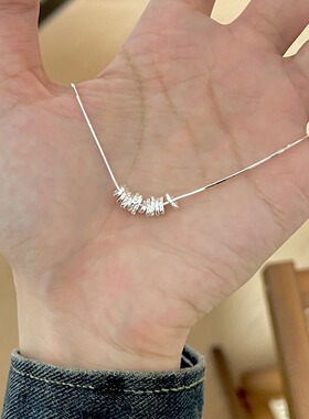 包出片ins百搭时尚碎冰冰简约新款轻奢肌理仿碎银子银色项链女