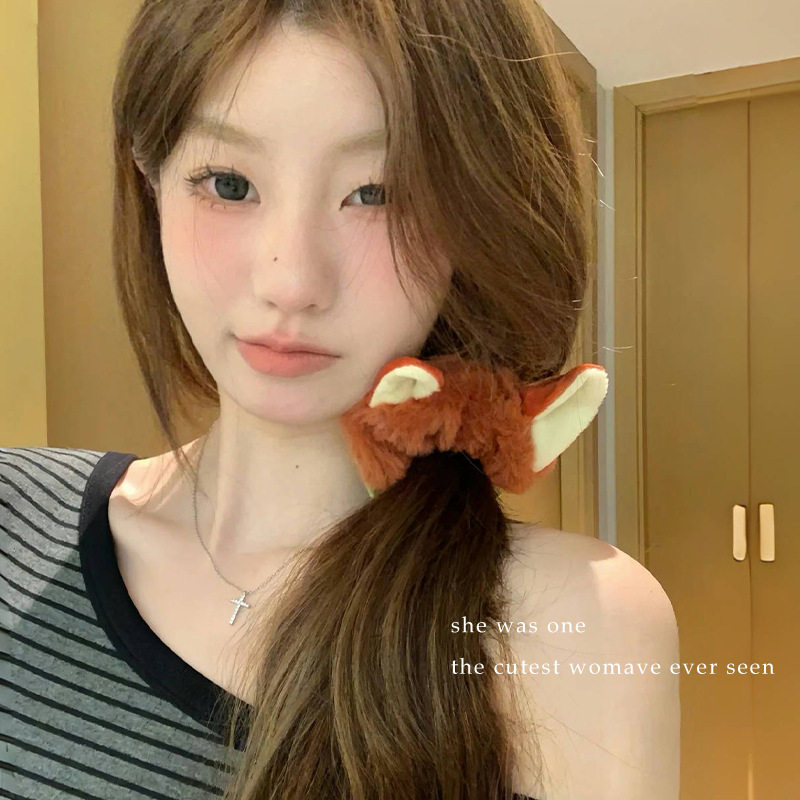 可爱朱迪尼克同款毛绒耳朵大肠发圈卡通发绳女2025新款秋冬头绳,淘宝优惠券,粉丝福利购,淘宝优惠卷