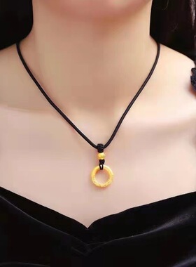 平安扣祥云古法金色项链锁骨链镀金色送闺蜜项链长款编绳百搭简约