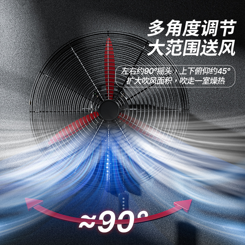 工业挂壁扇电风扇大功率强力机械式摇头商用超强墙风量牛角扇 - 图0