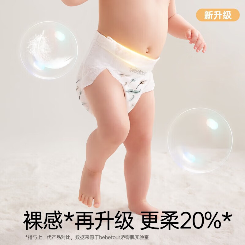bebetour皇家羽毛系列纸尿裤试用装超薄透气婴儿拉拉裤便携装5片 - 图0