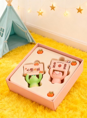 可爱卡通动物桌面摆件礼盒装