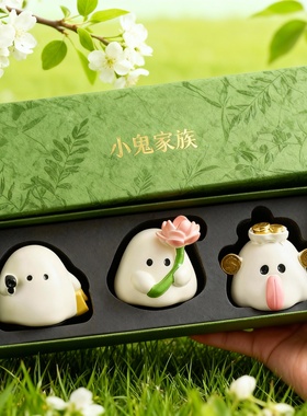 可爱卡通小鬼家族陶瓷摆件礼盒