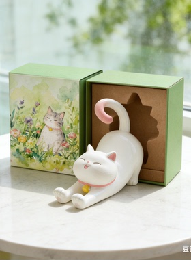 可爱猫咪卡通桌面摆件礼盒装