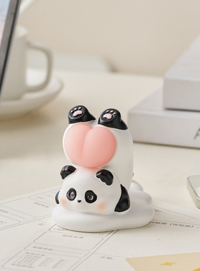 卡通熊猫手机支架可爱治愈系办公室桌面工位改造小物件礼物送女生