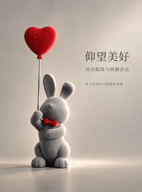 可爱小兔子治愈系气球摆件
