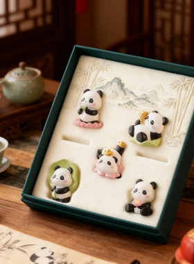 可爱熊猫造型桌面摆件礼盒装