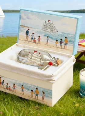 海洋帆船玻璃瓶装饰摆件礼盒