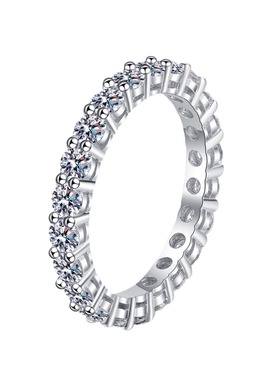 s925纯银莫桑石戒指女2.2克拉满钻排戒高端莫桑石戒指