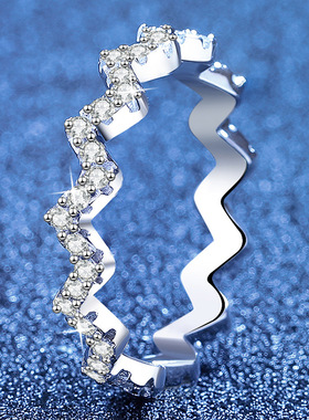 莫桑石纯银S925简约指环