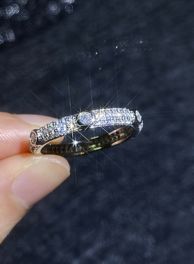 S925纯银莫桑石戒指简约叠戴风