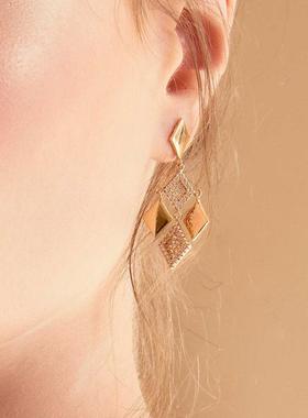 JFB几何风18K厚包金项链耳钉女