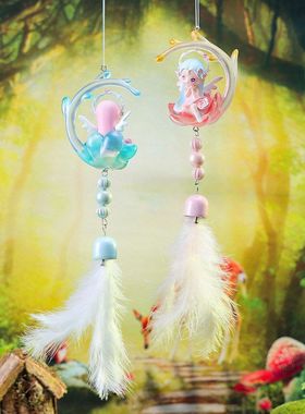 摆件挂件女孩花仙装饰品铃铛车