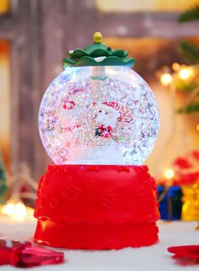 儿童玻璃发光水晶球发亮飘雪木马