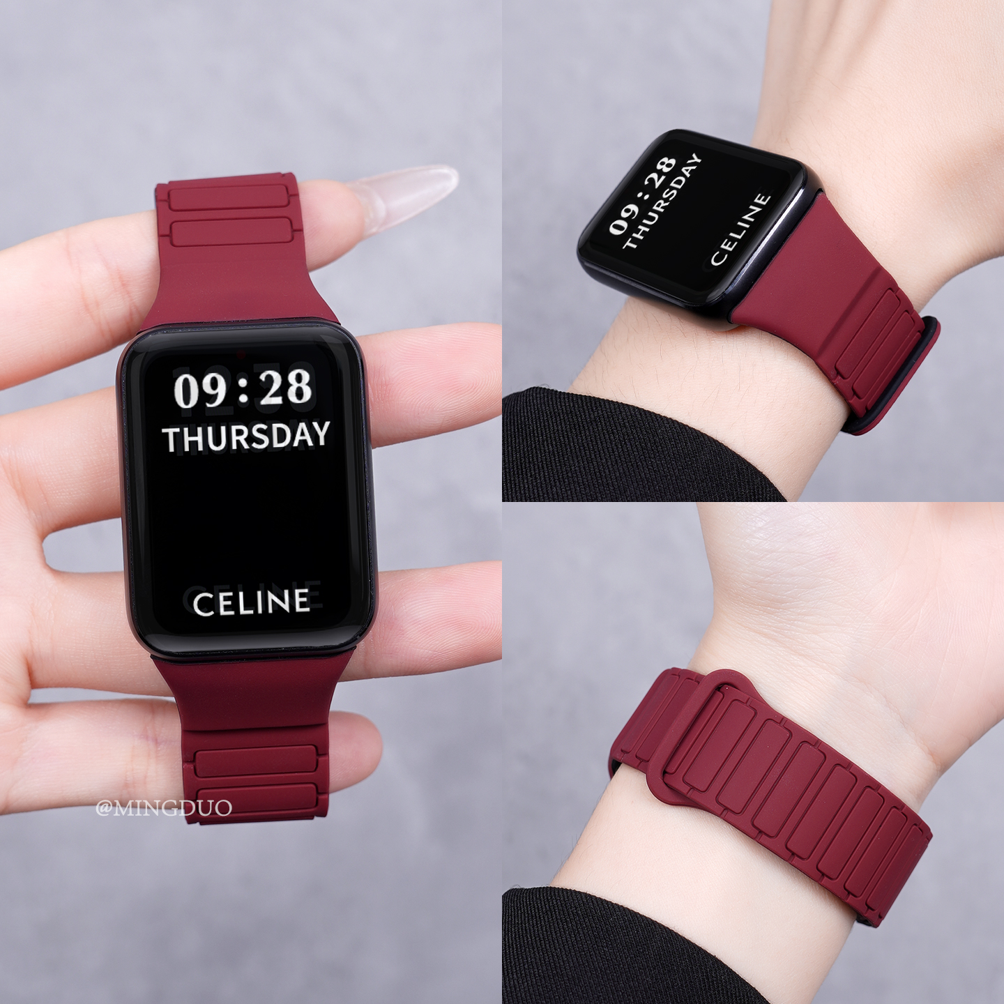 新款梅紫色适用小米手环9Pro表带8Pro手表专用一体腕带红米watch6/5硅胶女款redmi4磁吸男智能运动秋冬替换带 - 图2