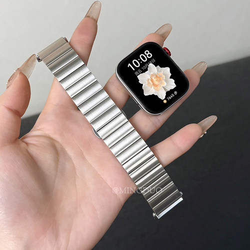 鸣铎蝴蝶扣钢链适用华为fit5表带手表watchfit4pro新款金属fit3代夏天fit2女腕带智能运动女生高级感男钢表链 - 图0