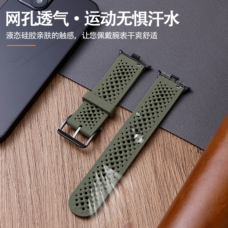 适用oppowatch4pro手表3Pro表带watchx新款液态硅胶一加手表2洞洞透气oppowatchX3/2/1代se腕带oneplus替换带