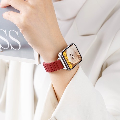 鸣铎新款磁吸硅胶适用张婧仪同款小米手环9pro表带智能手表8pro装甲磁吸红米watch5秋冬redmiwatch43高级腕带 - 图3