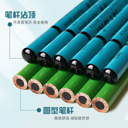 nyoni尼奥尼炭笔素描美术生专用软性中性硬黑色特软速写专业绘画铅笔碳笔素写笔14B画画绘图软碳笔套装初学者 - 图2