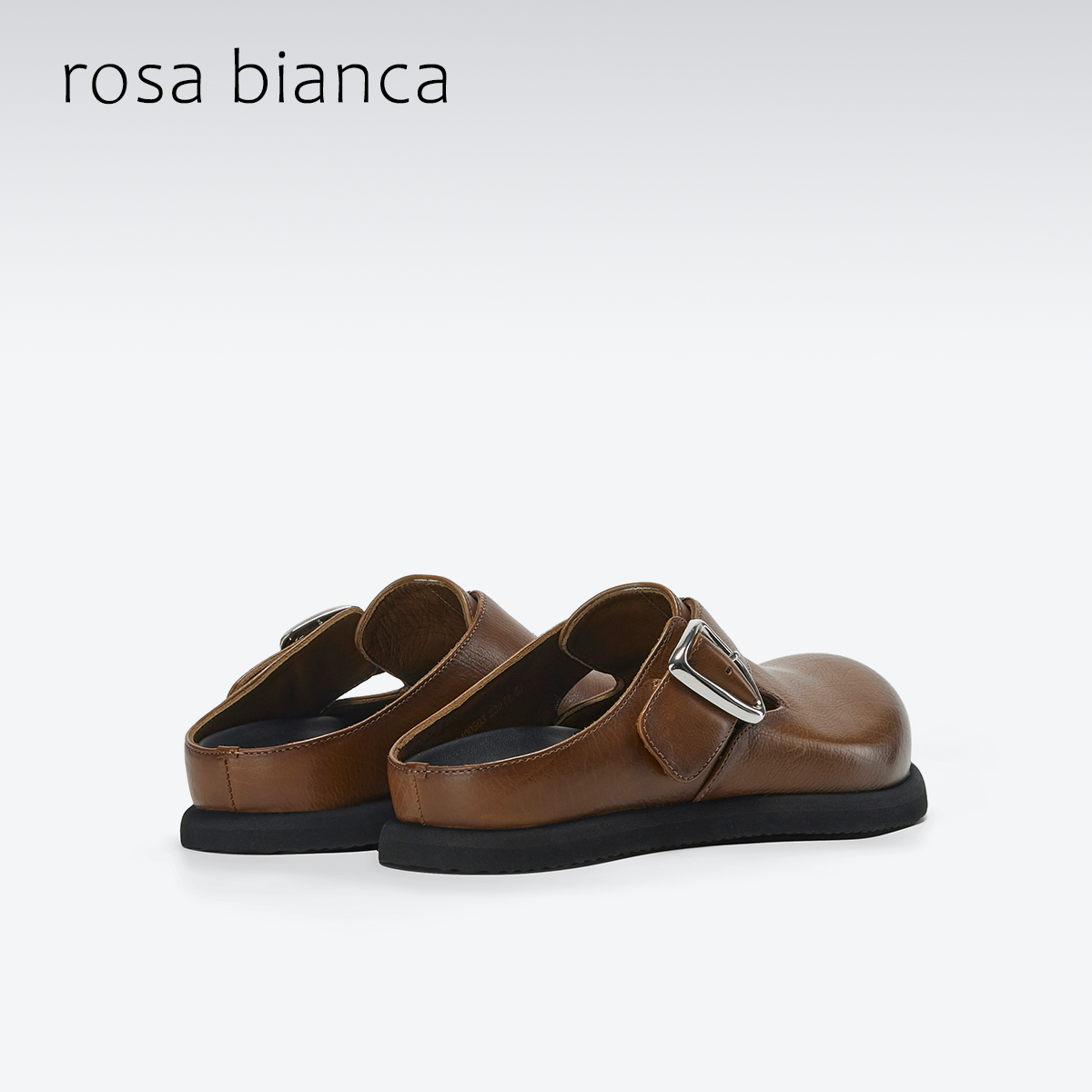 rosabianca胎牛皮半包拖鞋女2024年春新款勃肯鞋高端轻奢真皮单鞋 - 图2