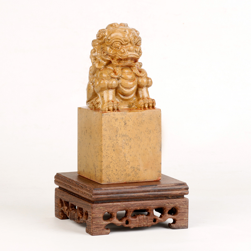 時代 玉石 獅子彫 印材 7本 書道具 中国古玩 Q691