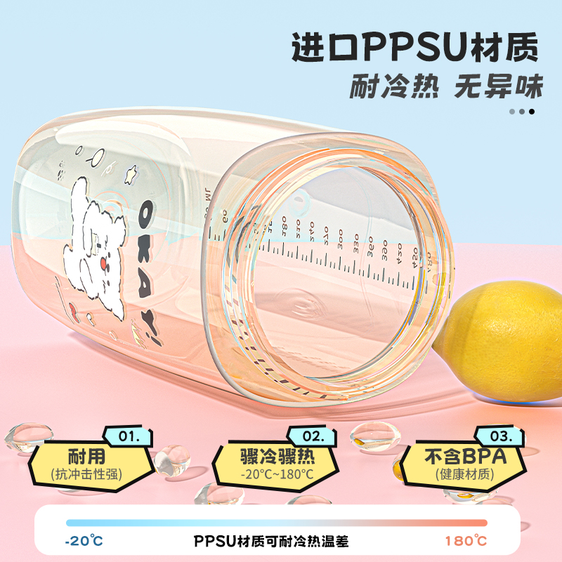 儿童吸管杯孕产妇新款防摔上学专用ppsu喝水水杯幼儿园牛奶杯