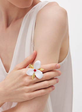 达弥延龄草单花镶石开口戒指