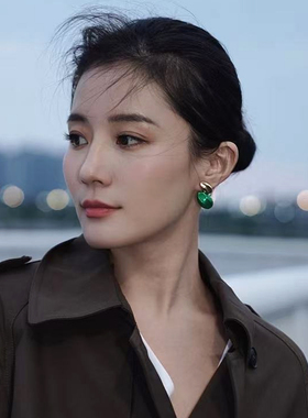 达弥新款轻奢撞色双豆子小耳钉