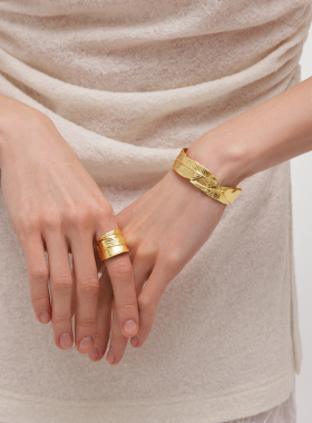 达弥柳系列柳叶开口戒