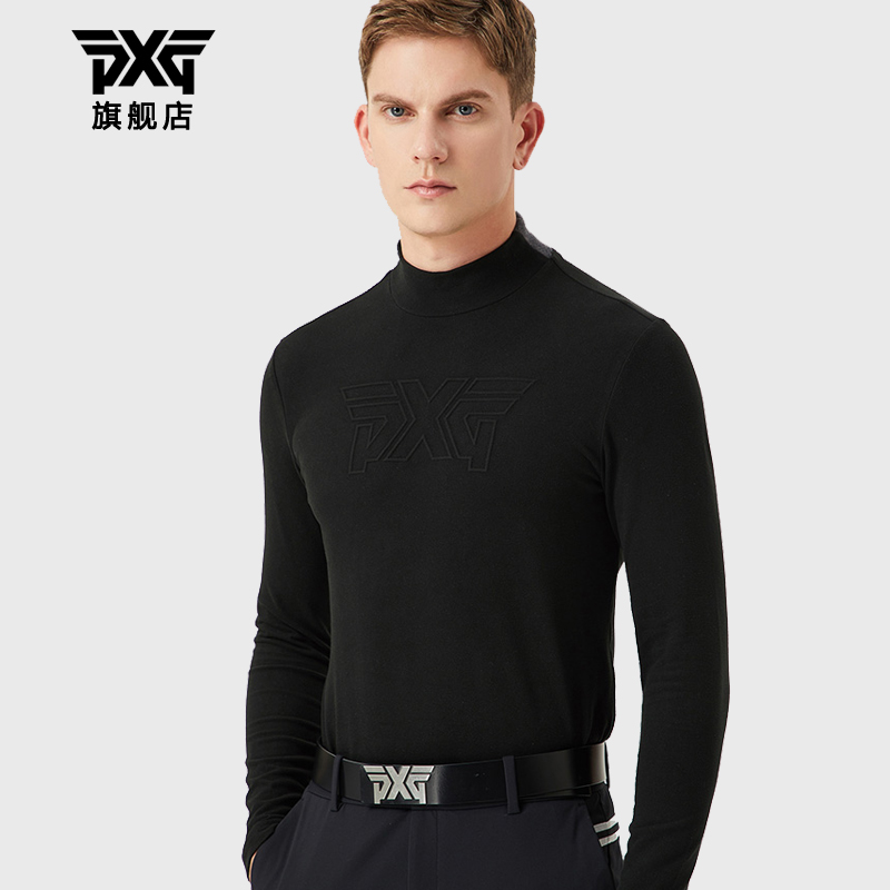 PXG高尔夫服装男士长袖T恤运动打底衫golf休闲半高领上衣韩国进口 - 图0