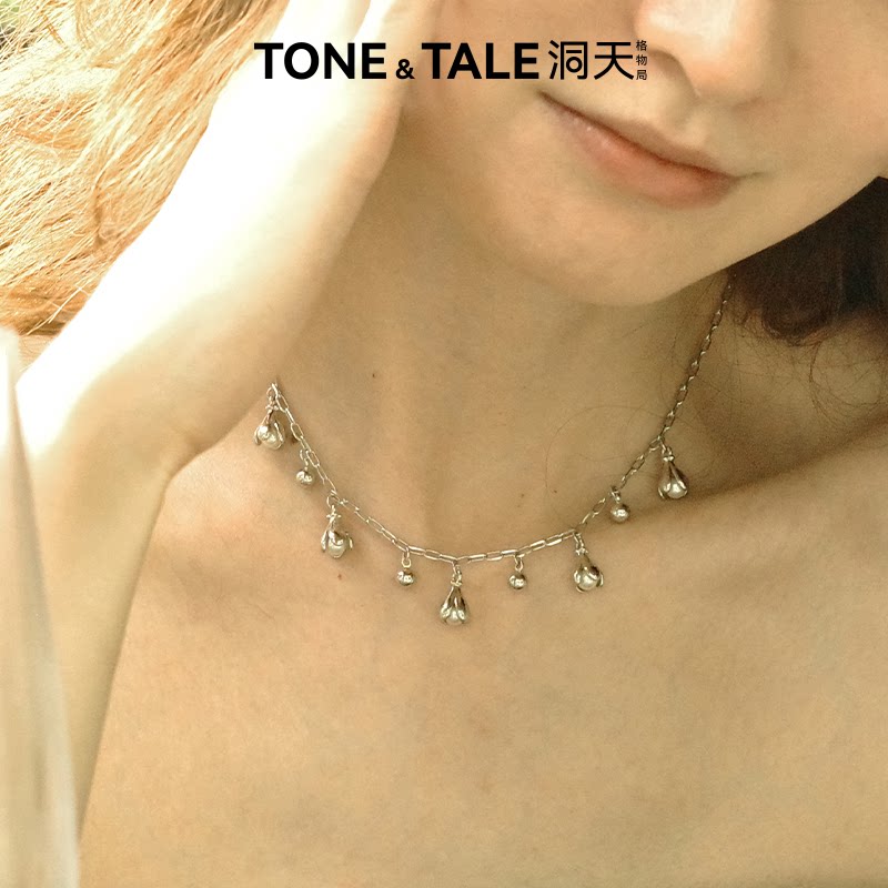 洞天TONETALE玉兰满枝锁骨链女好看简约气质新款项链玉兰花金银色