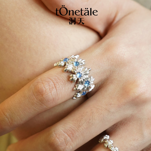洞天TONETALE弗朗花宽戒高级感女戒指法式时尚精致气质开口指环 - 图2