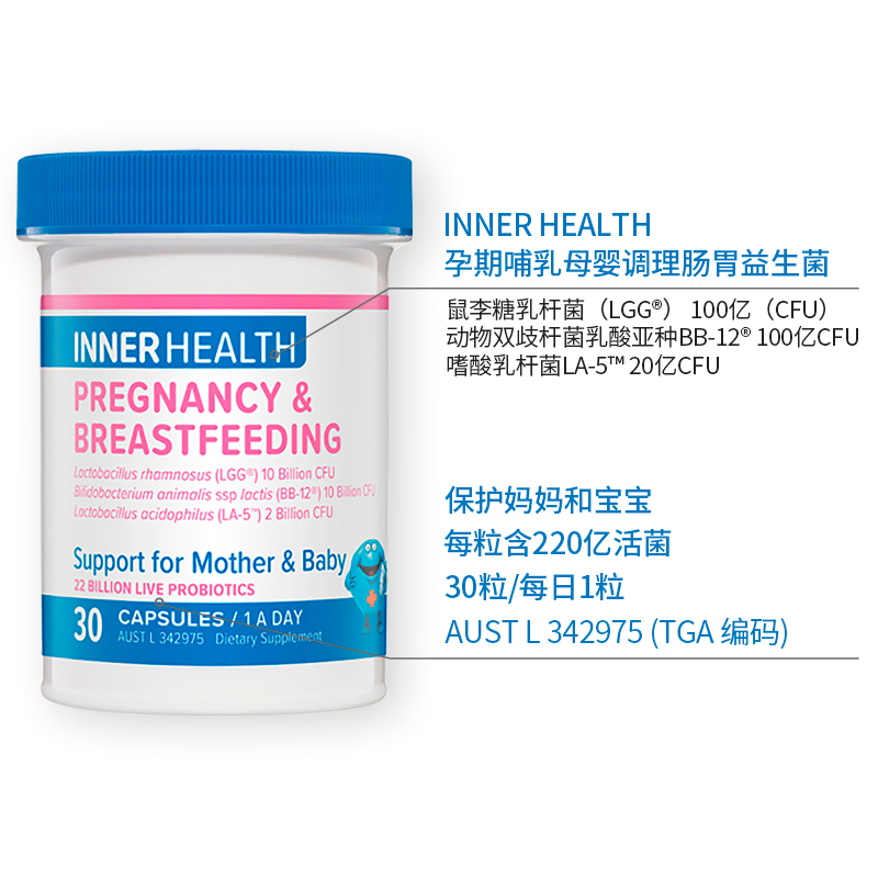 InnerHealth孕妇孕期哺乳期专用益生菌 维稳糖值 如厕轻松 LGG - 图1