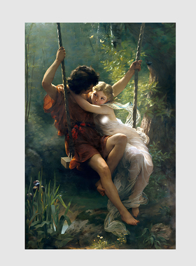 世界名画欧洲宫廷古典人物油画蒙娜丽莎拿破仑私奔荡秋千喷绘挂画