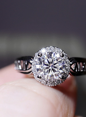 新款罗马数字仿真莫桑钻戒指女 网红直播ins群镶锆石活口指环