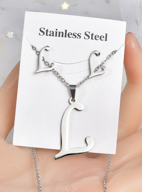 ins跨境外贸不锈钢26个英文字母本色不掉色耳环吊坠钛钢饰品套装