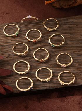 亚马逊热卖ins风镶钻12月生辰石彩色花朵均码清新甜美戒指