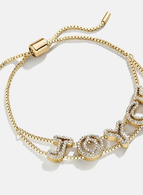 网红爆款热销黄铜镶锆26个英文字母diy组合名字个性化搭手链