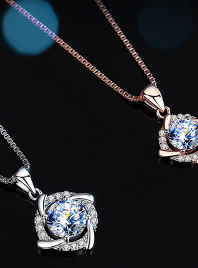 新潮流轻奢2克拉旋转风车吊坠 气质热卖旋转爱仿莫桑钻吊坠锁骨链