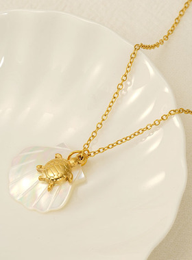 欧美海滩海星项链夏日风情海螺吊坠贝壳diy项链不锈钢镀18K金保色