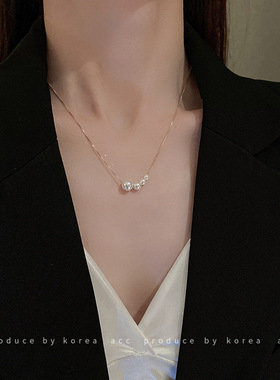 真金电镀百搭珍珠项链ins风简约复古时尚颈链锁骨链小众气质耳饰