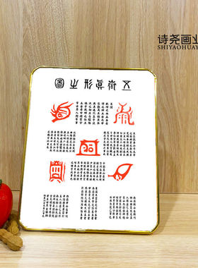 五岳真形图金木水火土镇宅摆台中式装饰挂画客厅玄关装饰摆件