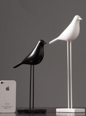 北欧小鸟树脂摆件动物创意简约客厅办公室样板间桌面家居软装饰品