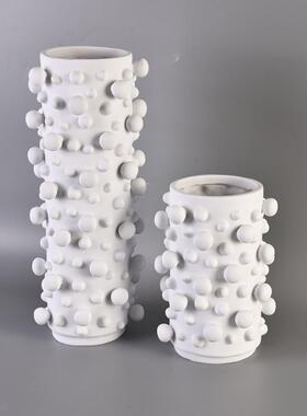 现代简约折线叶纹花瓶黑白树刺树脂大花器民宿酒店样板房摆件