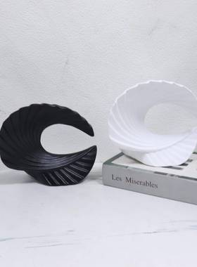 北欧海浪几何现代简约工艺品树脂电视柜样板房展示柜摆件软装饰品